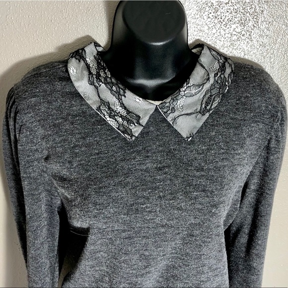 Zara gray lace collar shirt - Picture 3 of 5